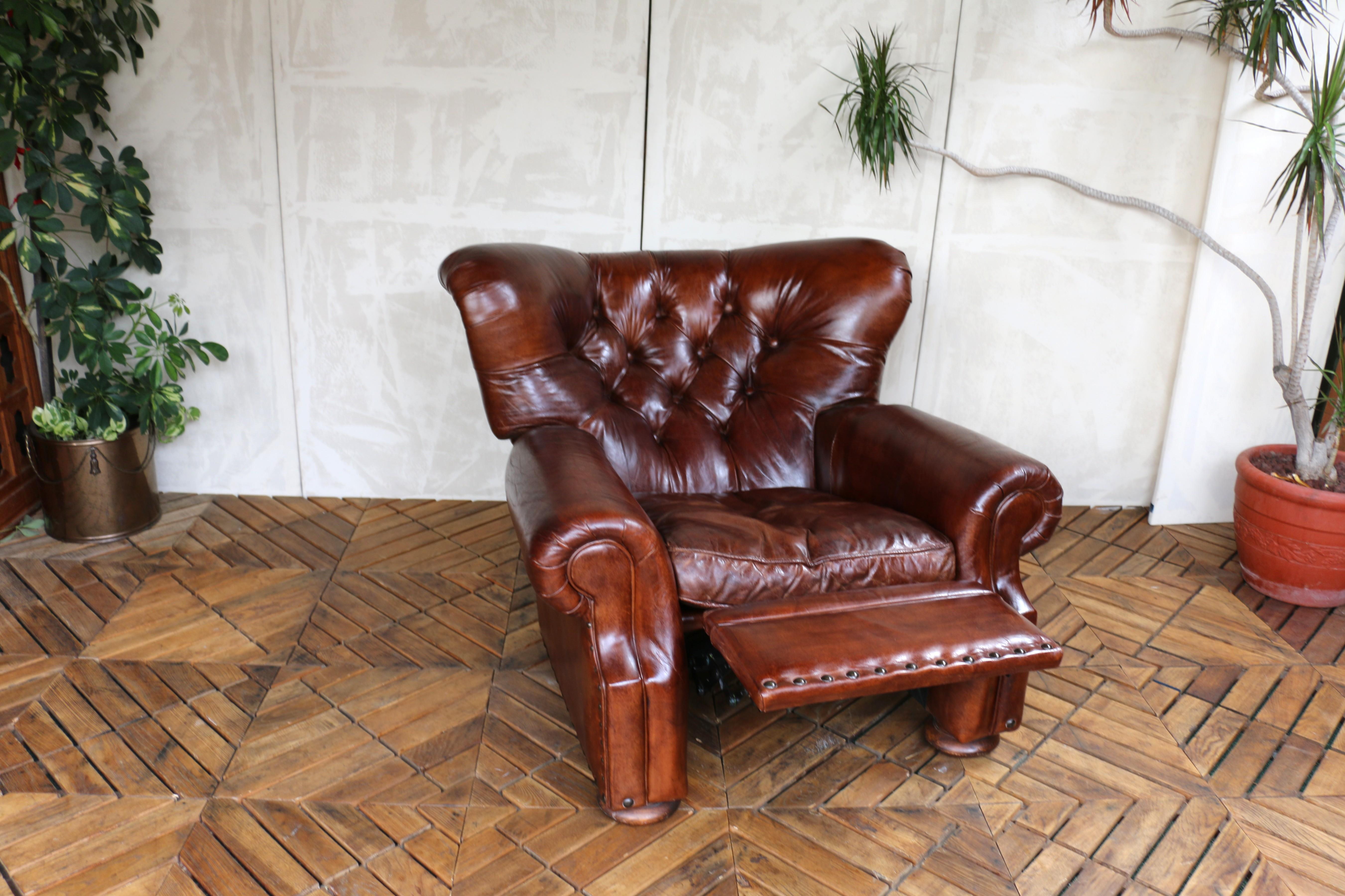 Fauteuil inclinable en cuir Churchill de Restoration Hardware en vente 4