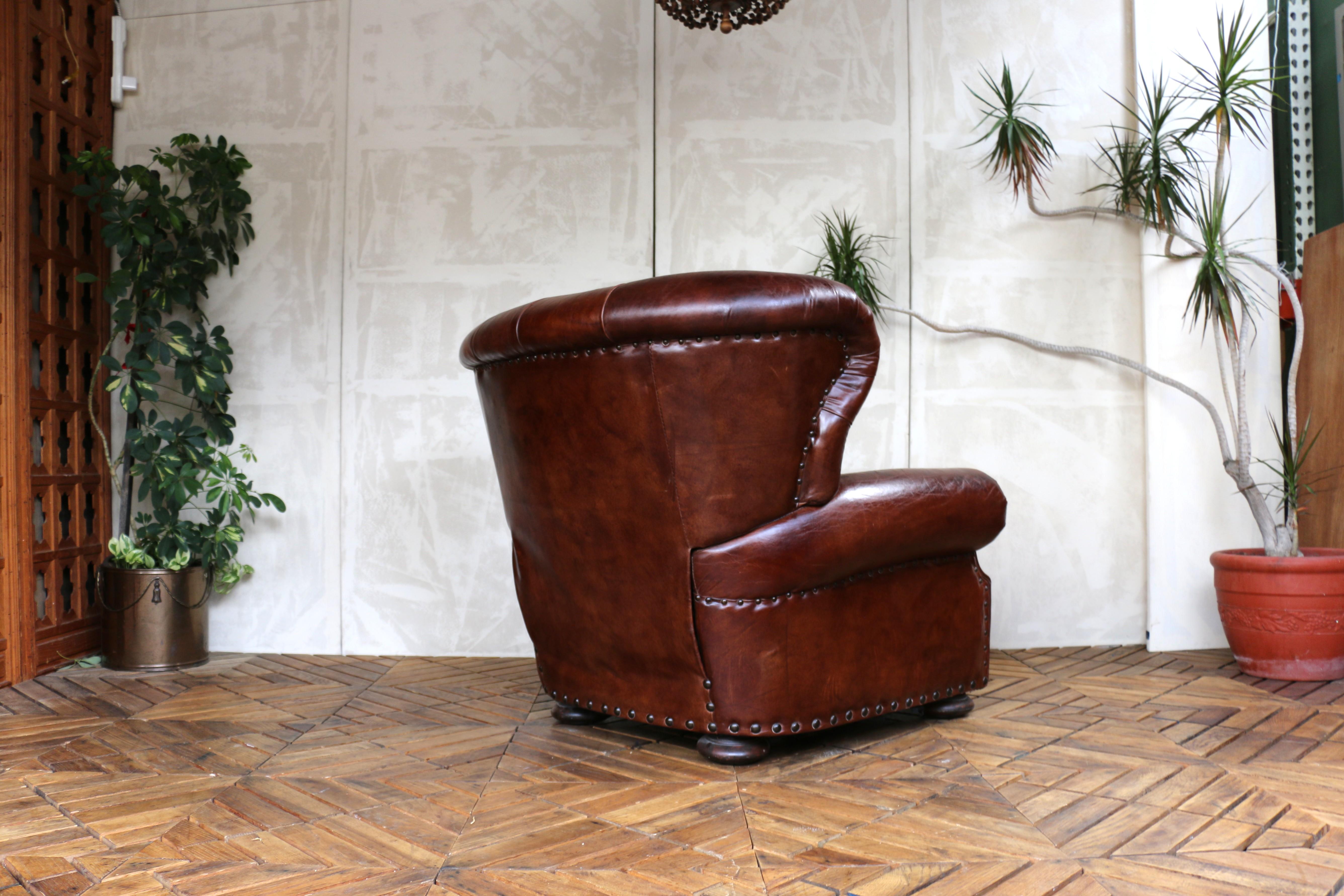 Chesterfield Fauteuil inclinable en cuir Churchill de Restoration Hardware en vente