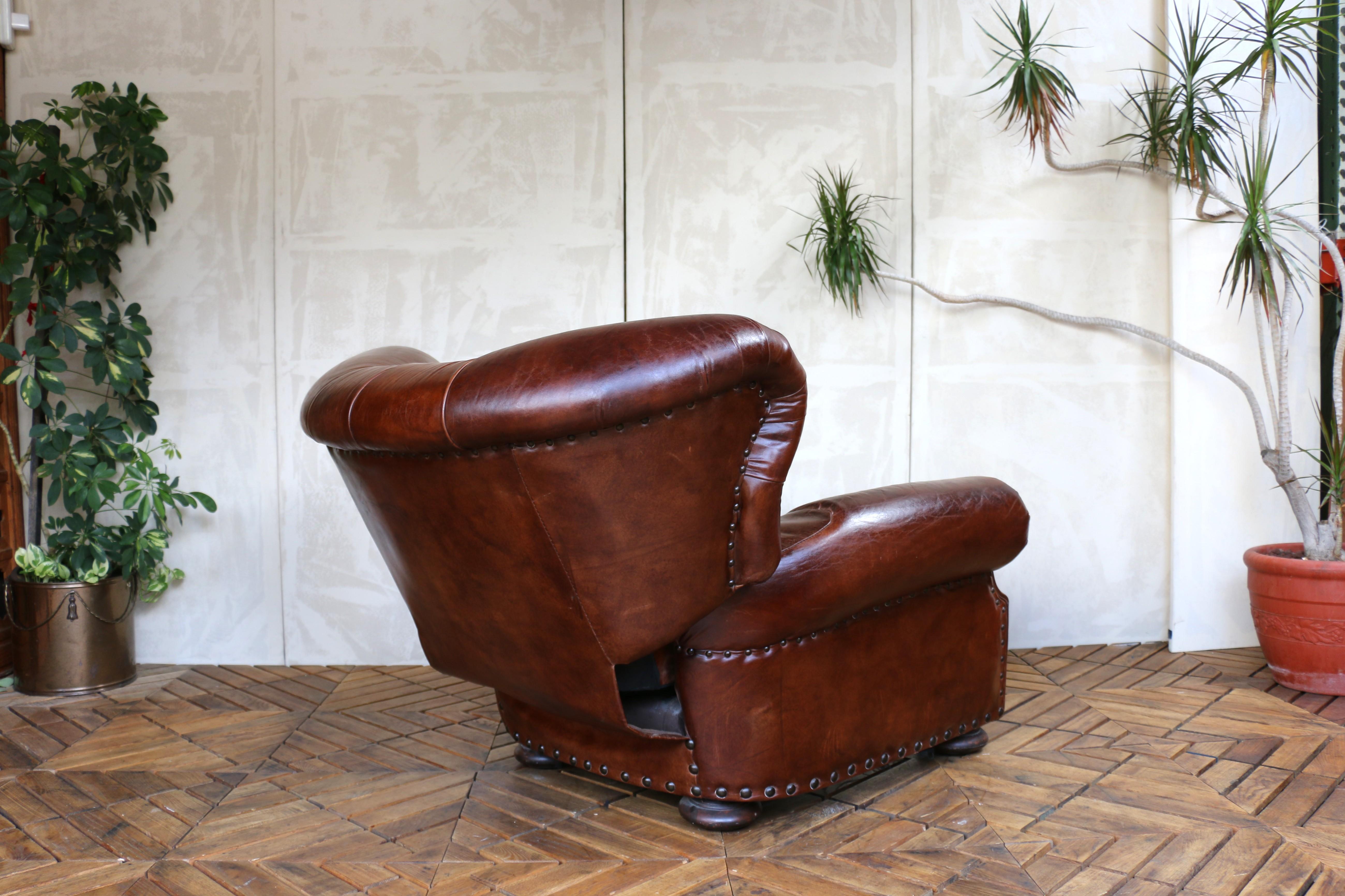 Inconnu Fauteuil inclinable en cuir Churchill de Restoration Hardware en vente