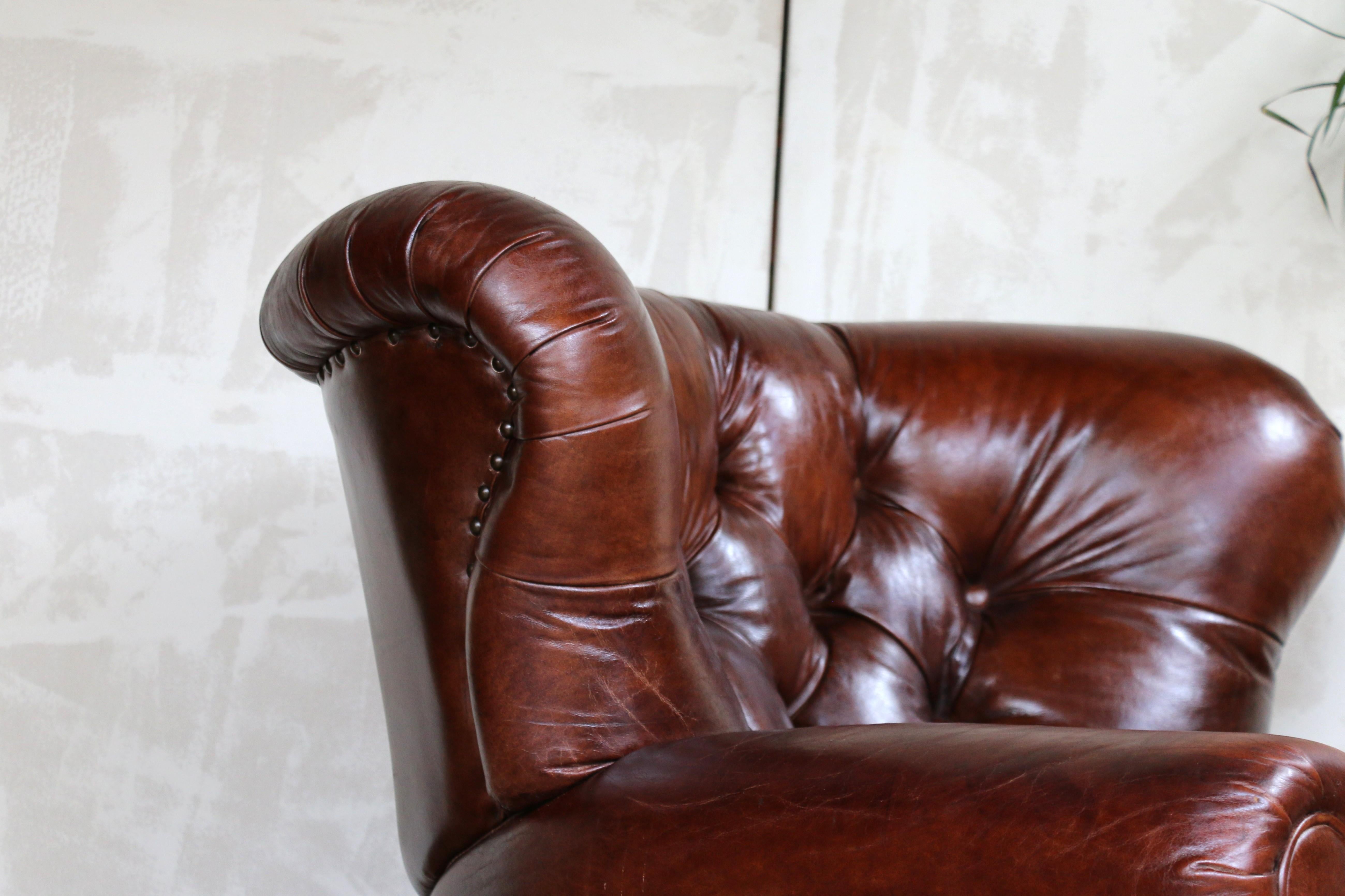 Cuir Fauteuil inclinable en cuir Churchill de Restoration Hardware en vente