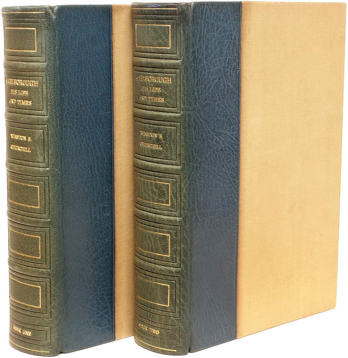 Author: Churchill, Winston S. 

Title: Marlborough His Life And Times.

Publisher: London: George G. Harrap & Co. Ltd., 1947.

Description: First Two Volume Edition In The Deluxe Binding. 2 vols., illustrated, foldout plates, bound in the