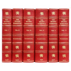 Churchill, the Second World War. All First Editions, Leather Bound, 6 Volumes