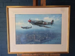 Churchill's Salute 1945 over Westminster, the Spitfire MK XVI's by Roy Huxley