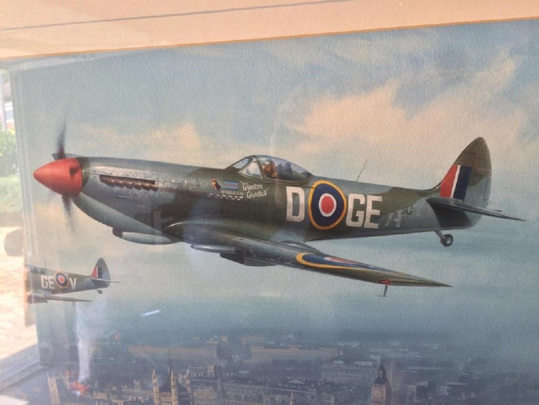 Gilt Churchill's Salute 1945 over Westminster, the Spitfire MK XVI's by Roy Huxley For Sale