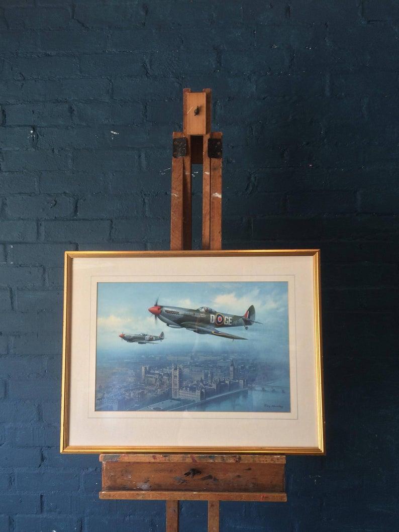 Wood Churchill's Salute 1945 over Westminster, the Spitfire MK XVI's by Roy Huxley For Sale