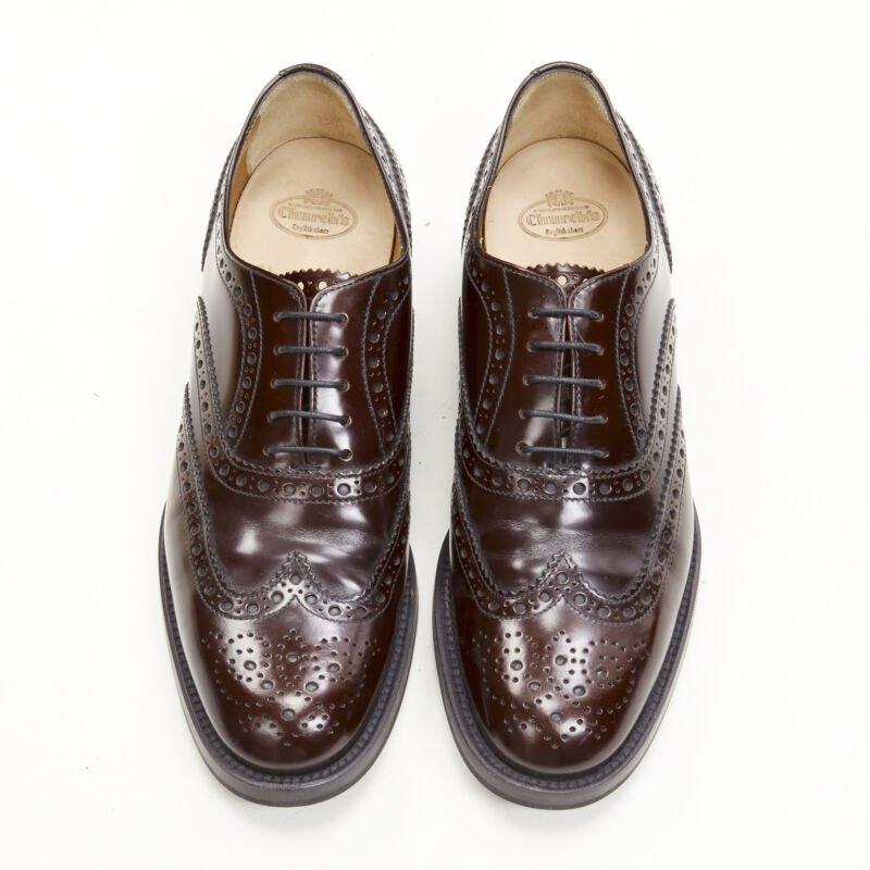 Red CHURCH'S Bess burgundy red perforated polished leather oxford loafer EU38