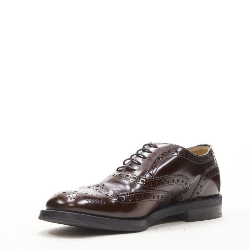 CHURCH'S Bess burgundy red perforated polished leather oxford loafer EU38 In Excellent Condition In Hong Kong, NT