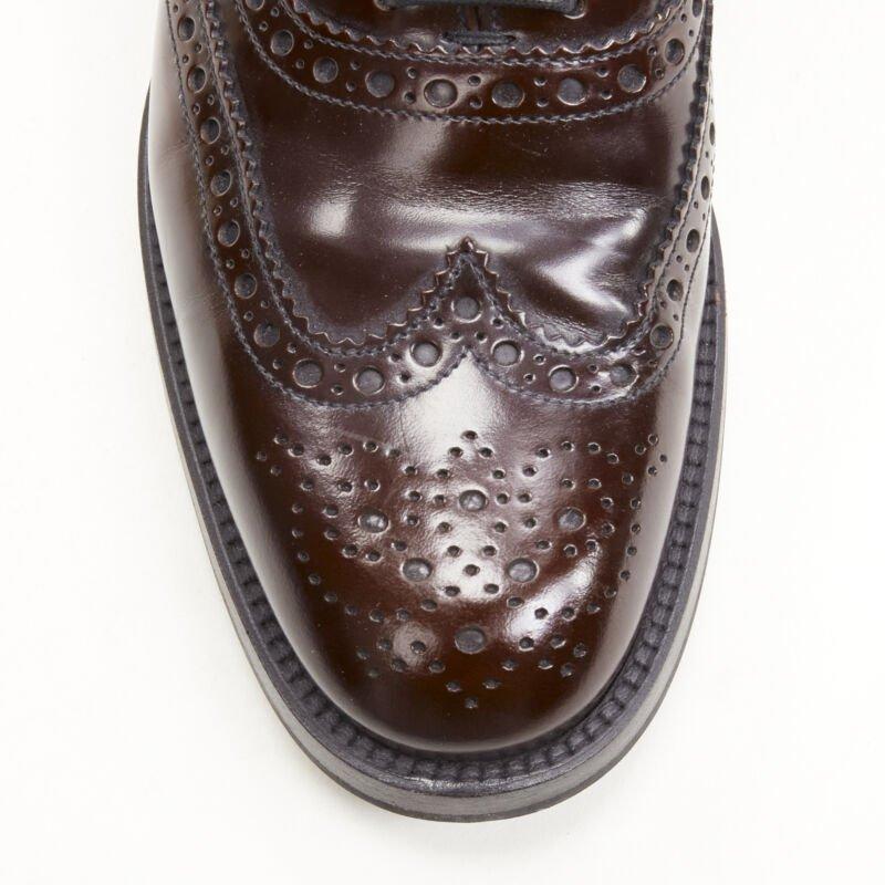 CHURCH'S Bess burgundy red perforated polished leather oxford loafer EU38 1