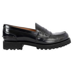 CHURCH'S Schwarze flache Schuhe aus glänzendem Leder CHUNKY Loafers 39,5