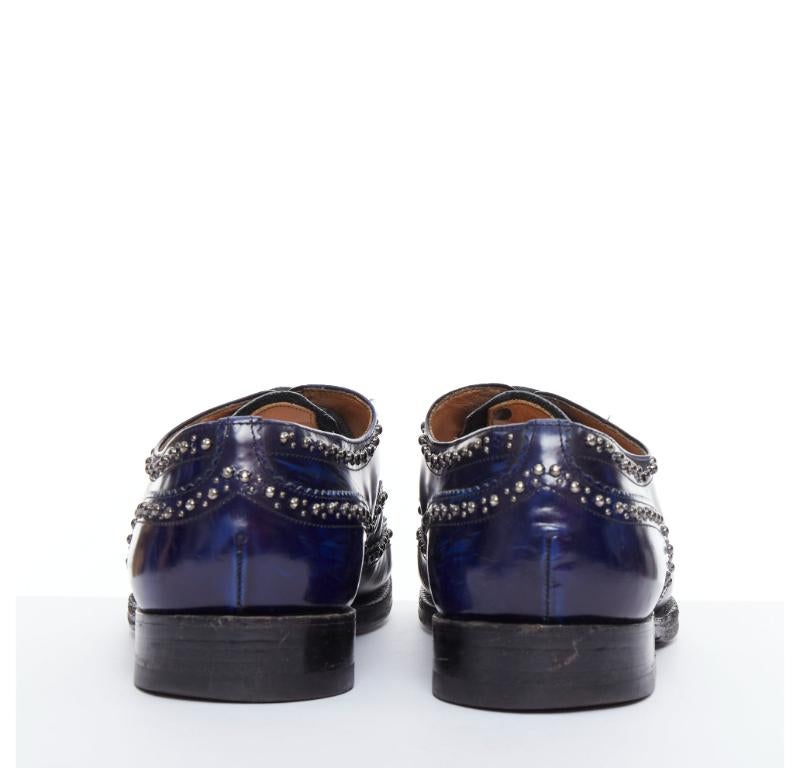 Men's CHURCH'S blue leather silver studded lace up brogue shoes UK9 EU43 For Sale