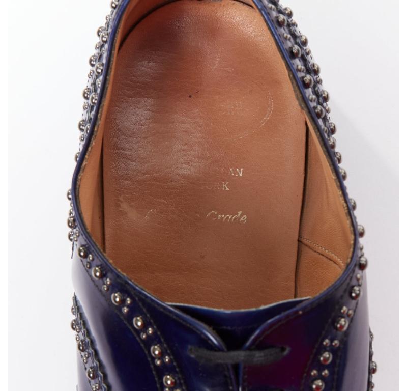 CHURCH'S blue leather silver studded lace up brogue shoes UK9 EU43 For Sale 4