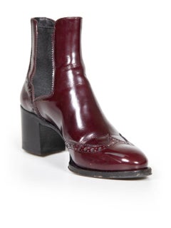 Church's Burgundy Patent Brogue Chelsea Boots Size IT 38.5
