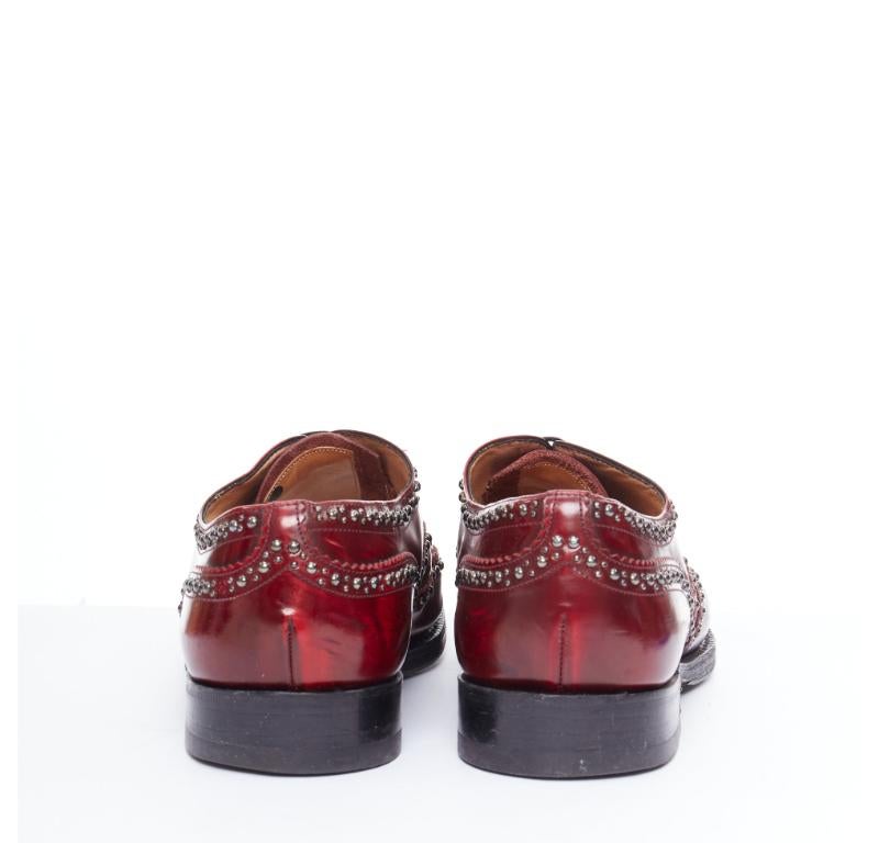 Men's CHURCH'S burgundy red leather silver studded lace up brogue shoes UK9 EU43 For Sale