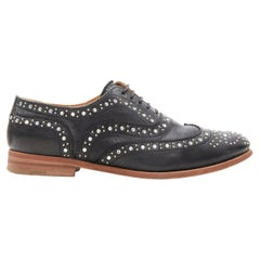 CHURCH'S Burwood black crystal stud embellished wood sole brogue EU36.5