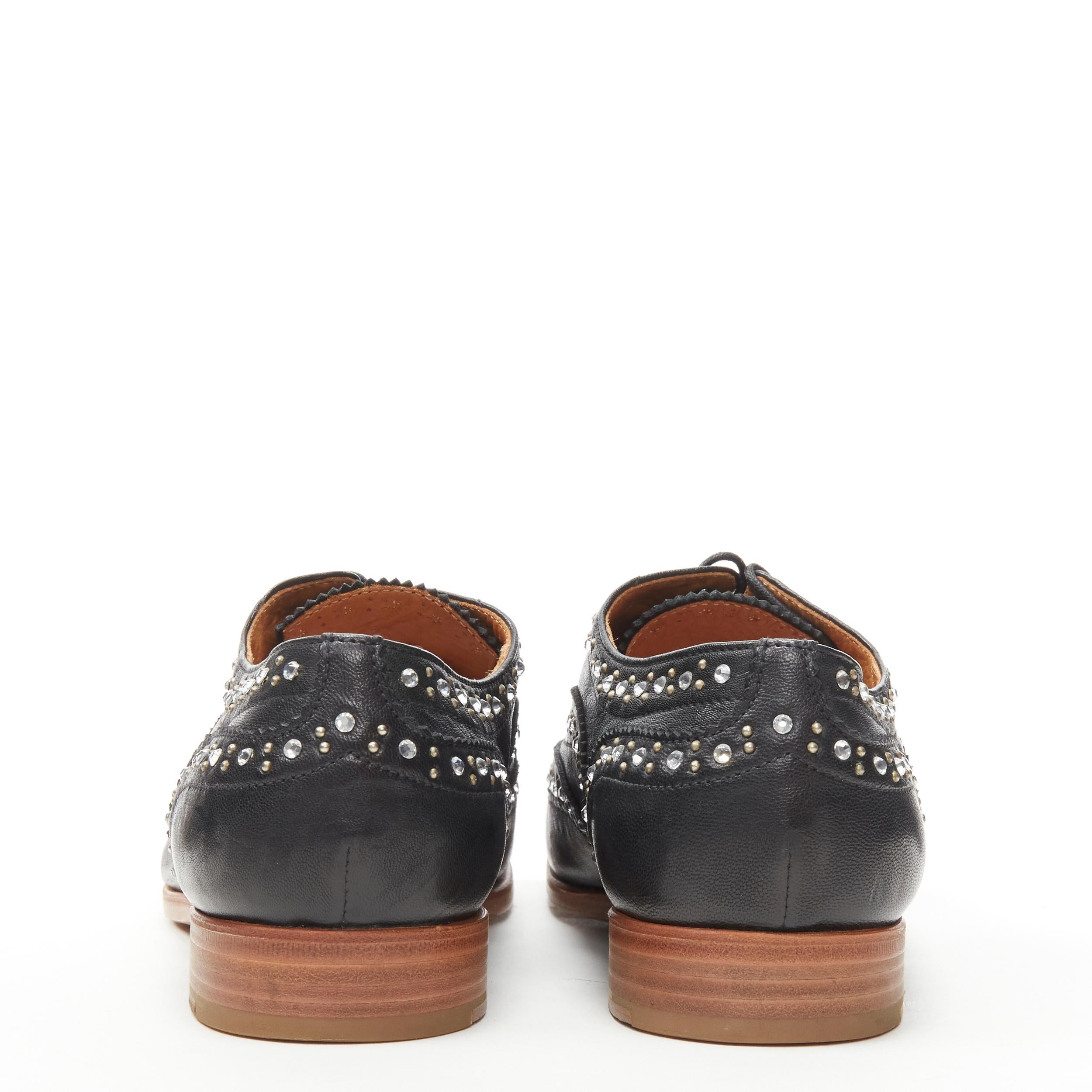 Black CHURCH'S Burwood black leather crystal diamante oxford brogues EU36.5 For Sale