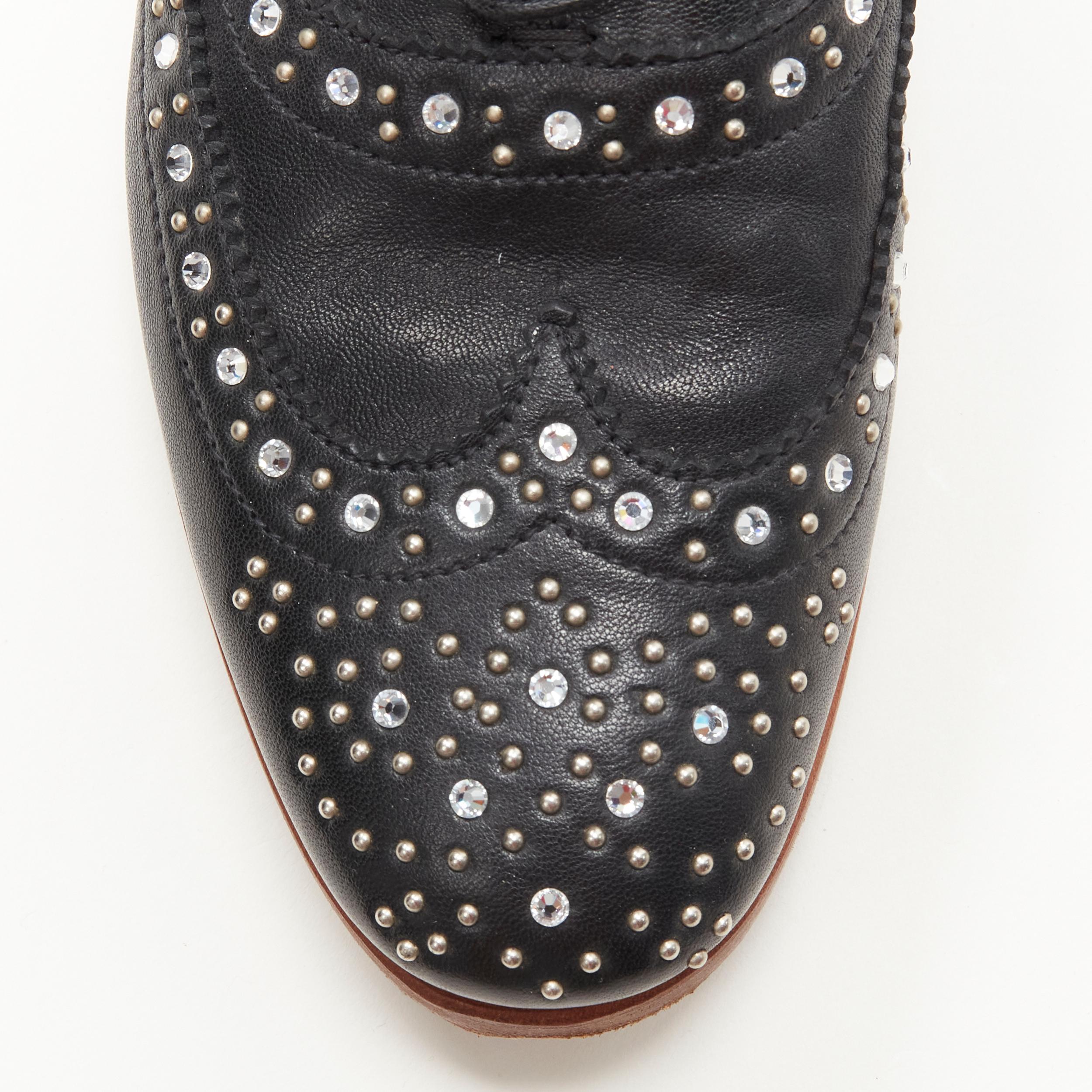 CHURCH'S Burwood black leather crystal diamante oxford brogues EU36.5 In Excellent Condition For Sale In Hong Kong, NT