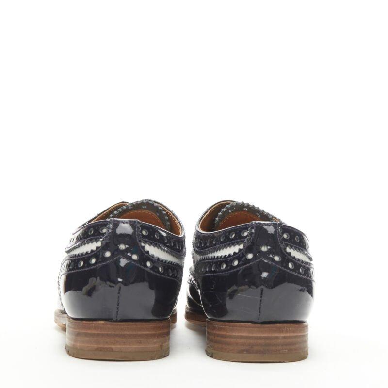 Women's CHURCH'S Burwood black patent white perforated leather brogue EU36 For Sale