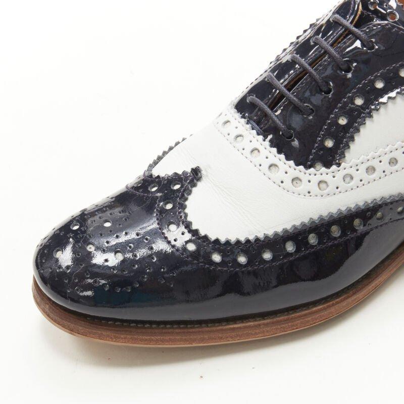 CHURCH'S Burwood black patent white perforated leather brogue EU36 For Sale 2