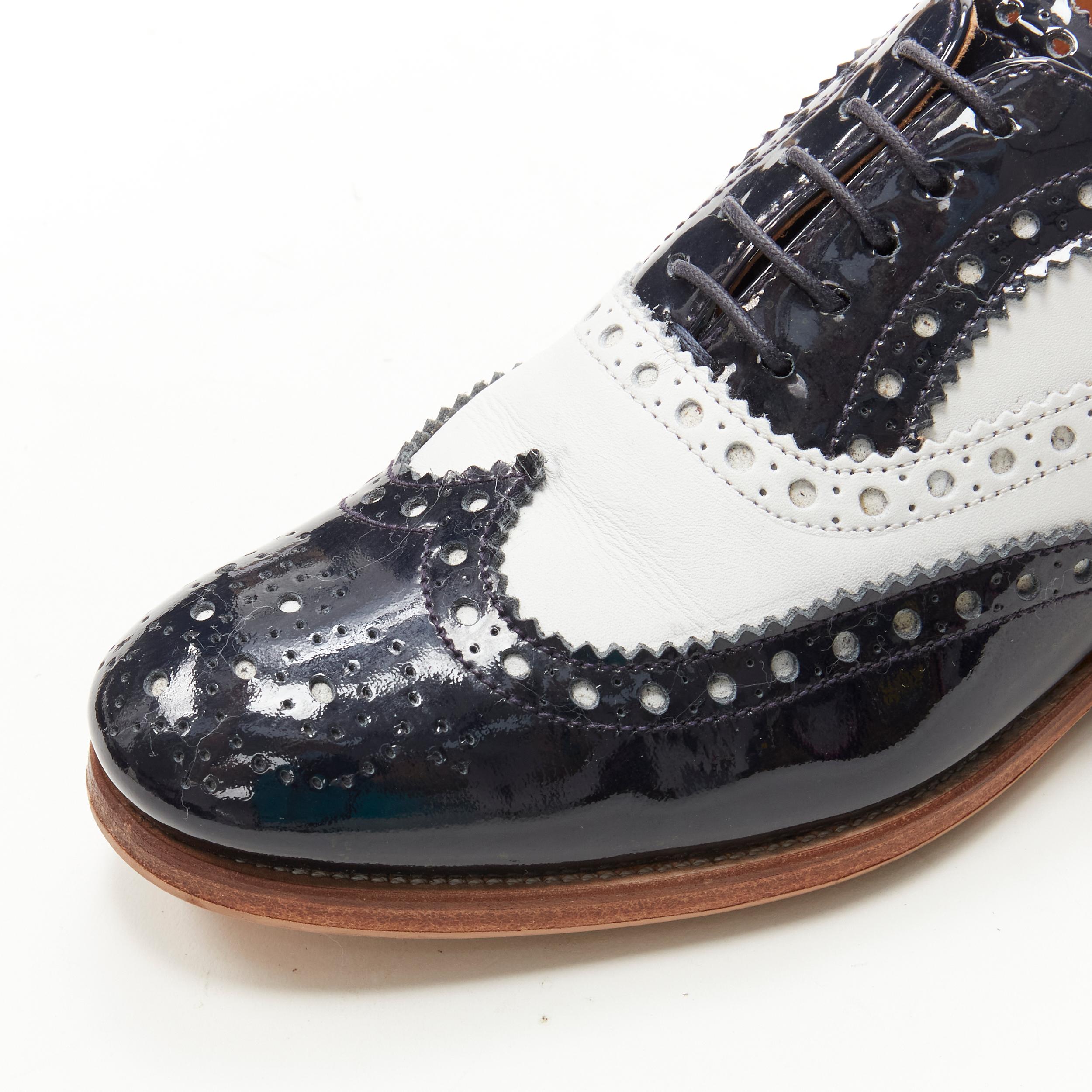 Women's CHURCH'S Burwood black patent white perforated leather brogue EU36 For Sale