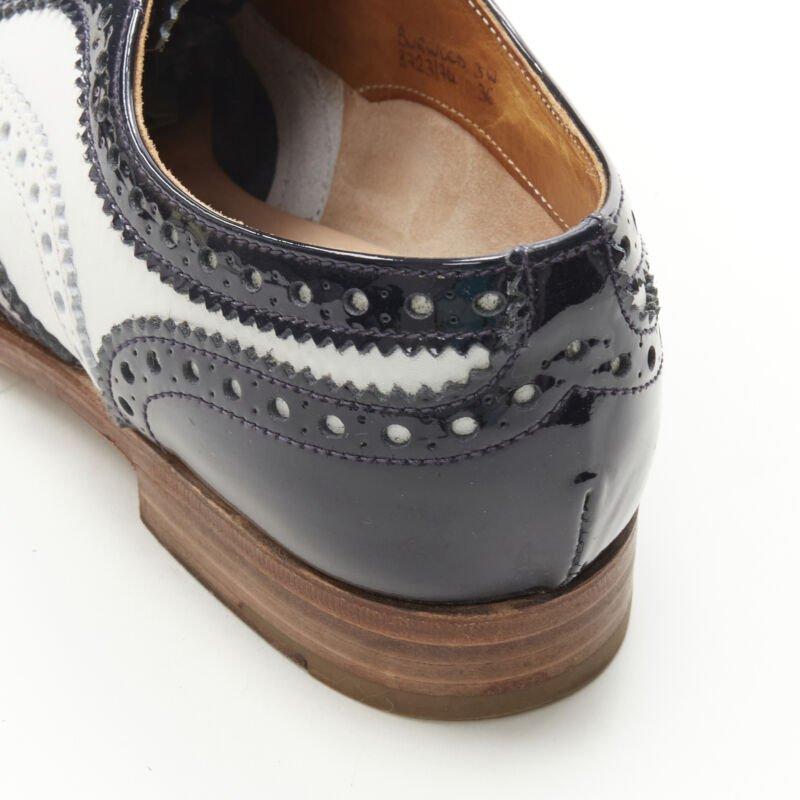 CHURCH'S Burwood black patent white perforated leather brogue EU36 For Sale 3
