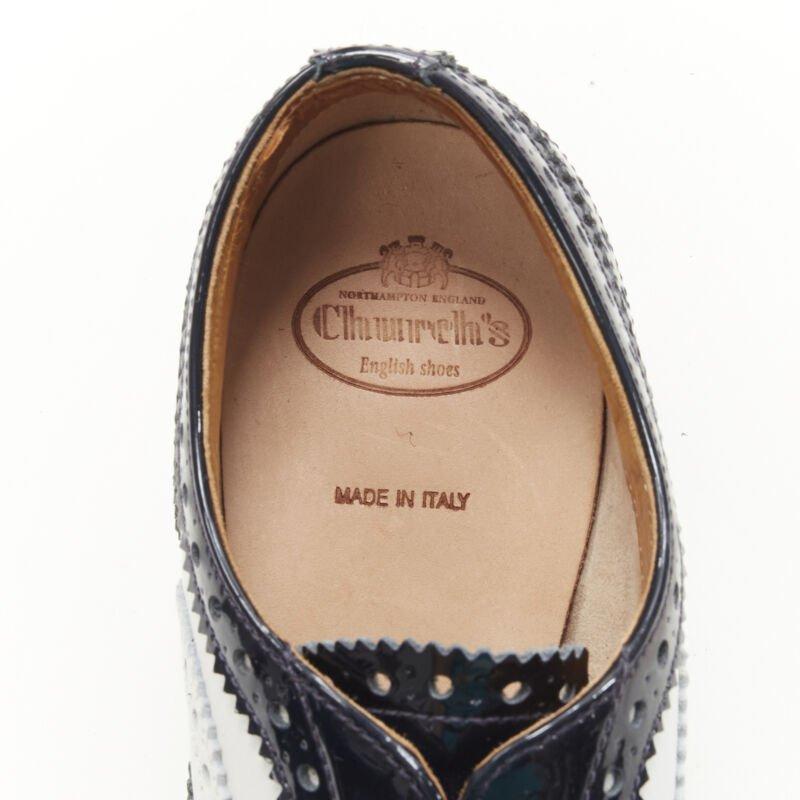 CHURCH'S Burwood black patent white perforated leather brogue EU36 For Sale 4