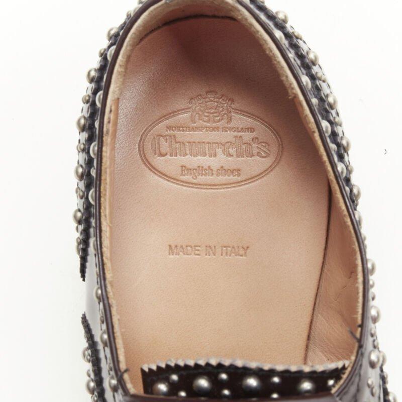 CHURCH'S Burwood Met Cordovan dark brown silver studded fringe brogue EU36 For Sale 5