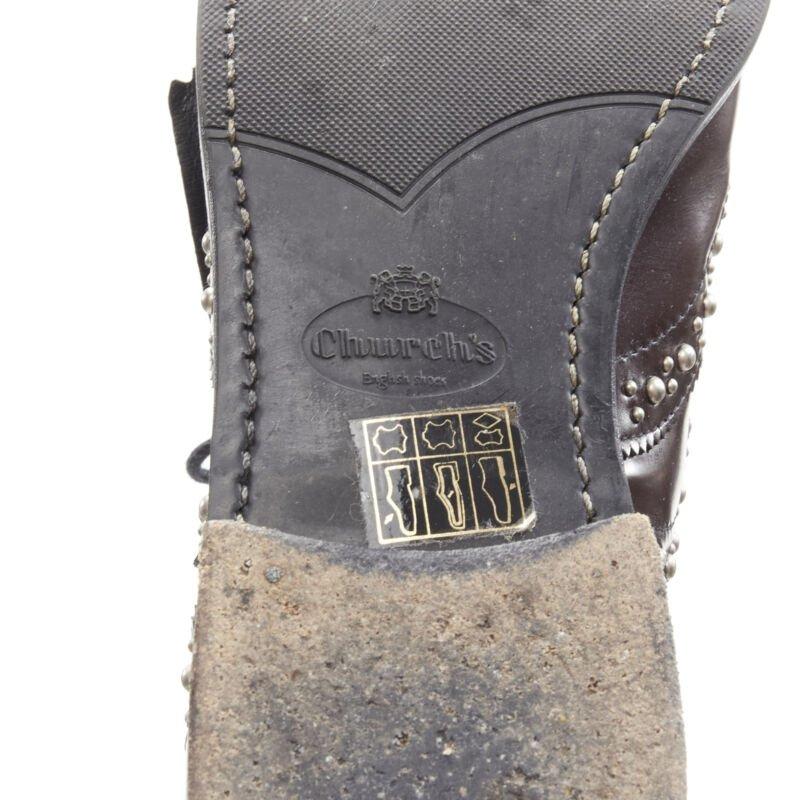 CHURCH'S Burwood Met Cordovan dark brown silver studded fringe brogue EU36 For Sale 6