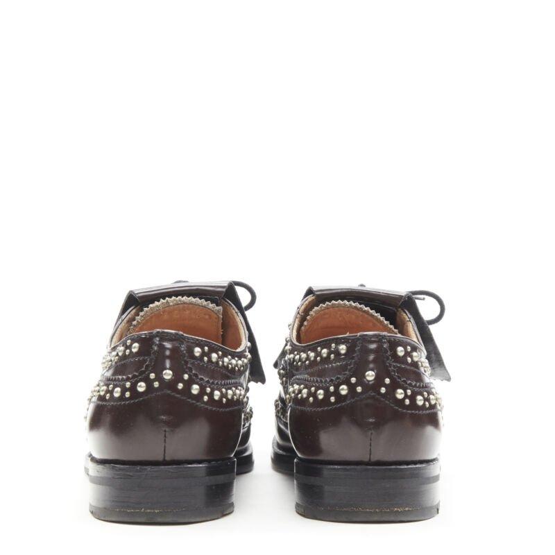 Women's CHURCH'S Burwood Met Cordovan dark brown silver studded fringe brogue EU36 For Sale