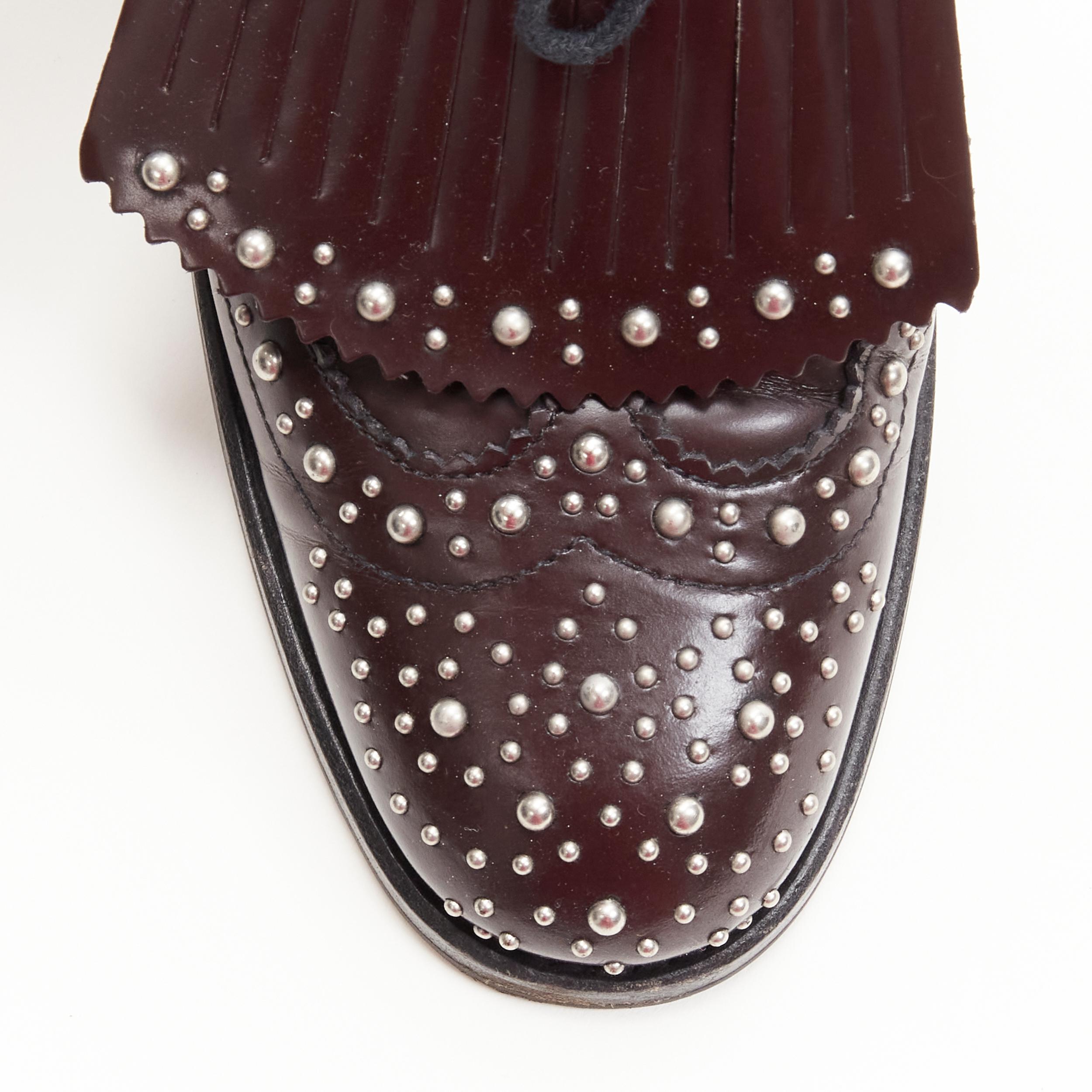 Women's CHURCH'S Burwood Met Cordovan dark brown silver studded fringe brogue EU36