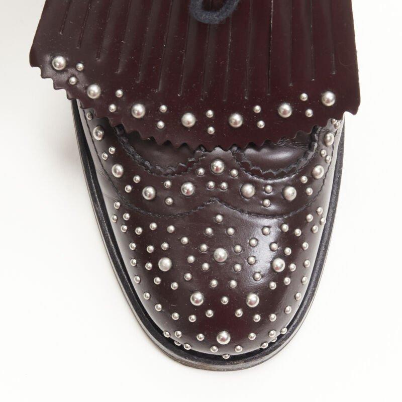 CHURCH'S Burwood Met Cordovan dark brown silver studded fringe brogue EU36 For Sale 1