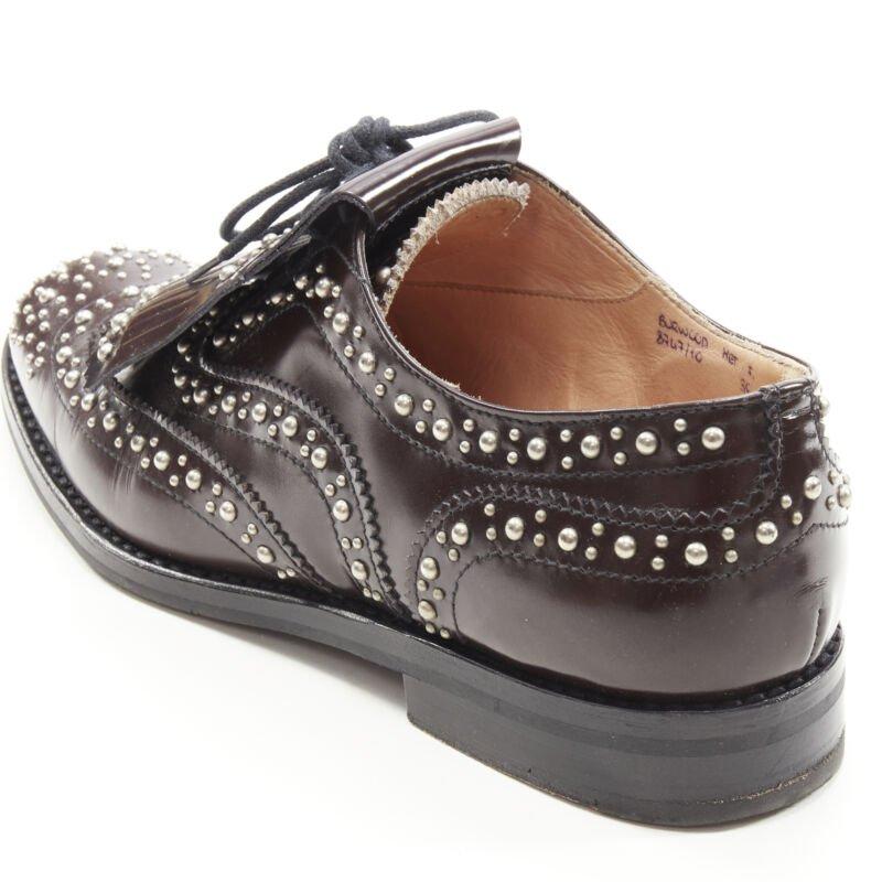 CHURCH'S Burwood Met Cordovan dark brown silver studded fringe brogue EU36 For Sale 3