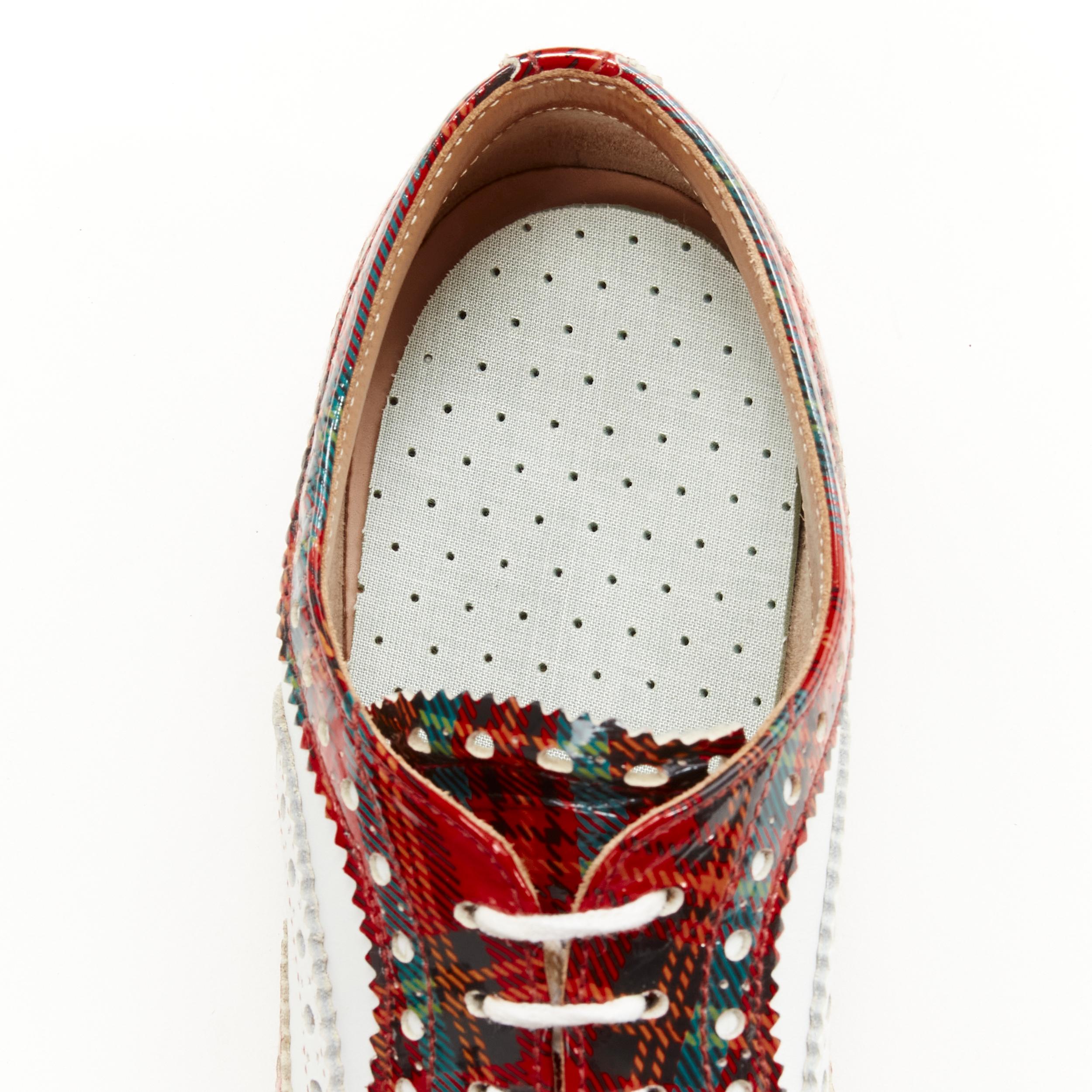 CHURCH'S Burwood red tartan patent white perforated leather brogue EU36.5 For Sale 5