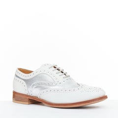 CHURCH'S Burwood white matte silver wingtip oxford brogues EU37.5