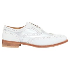 CHURCH'S Burwood white matte silver wingtip oxford brogues EU37.5
