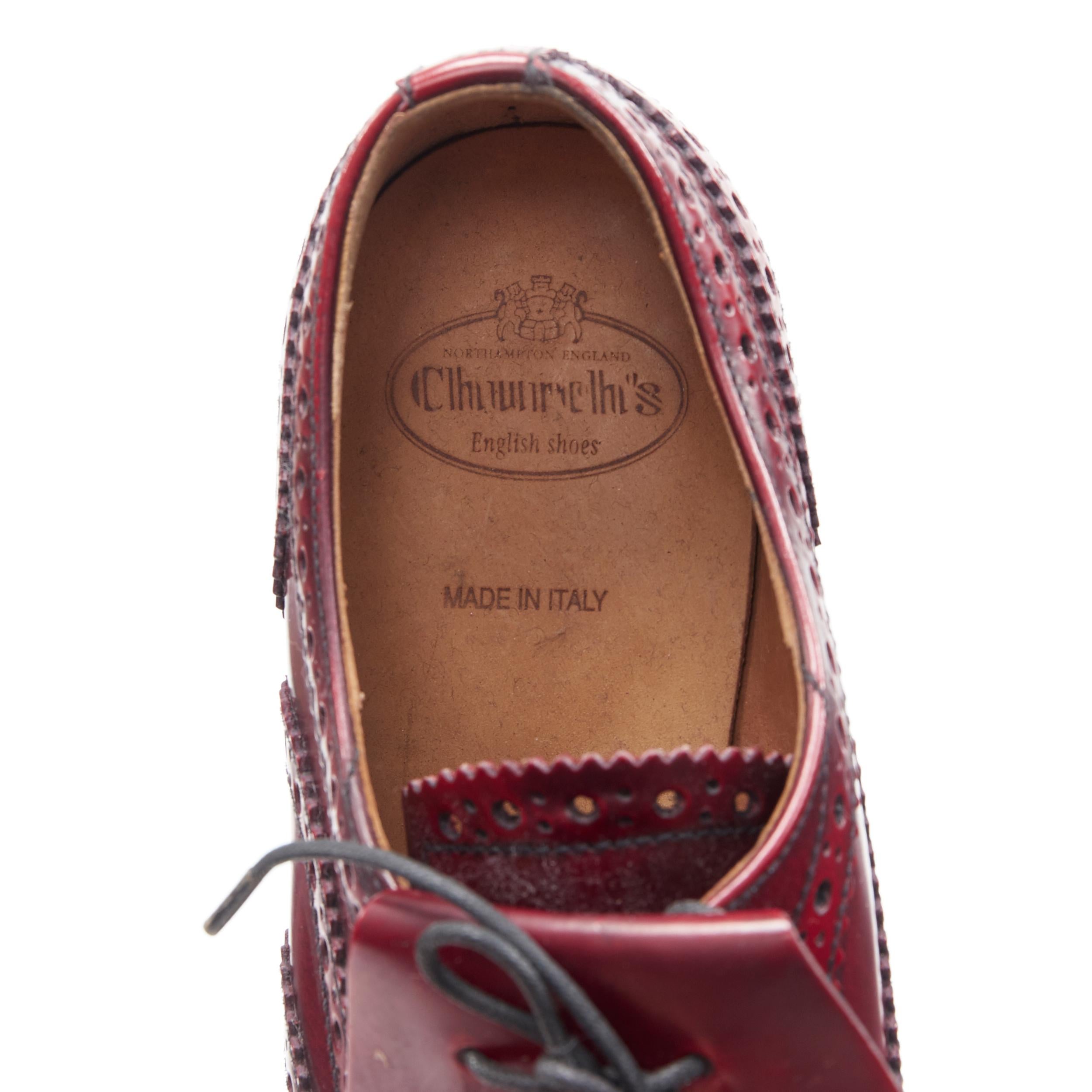 CHURCHS Constance Burgunderrote durchbrochene Fransen-Spitzen-Absatz-Brosche EU36 6