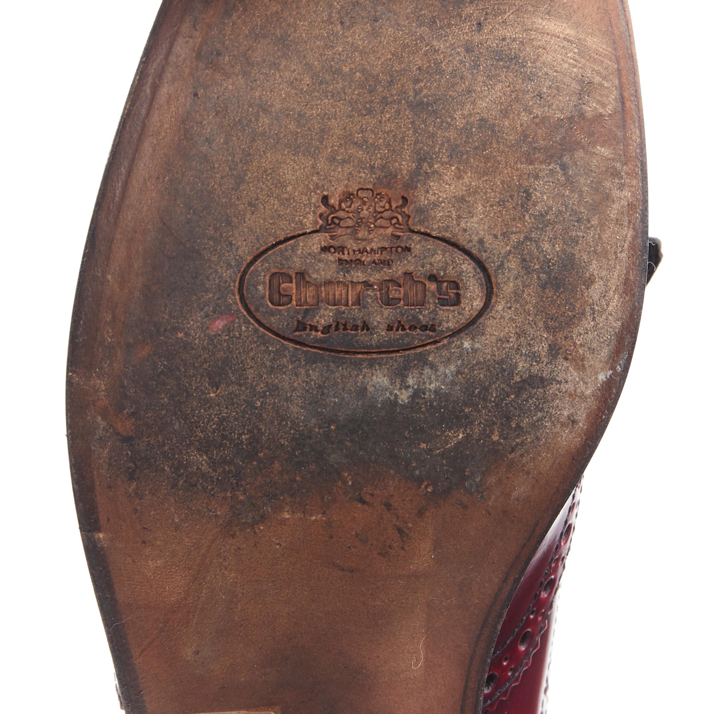 CHURCHS Constance Burgunderrote durchbrochene Fransen-Spitzen-Absatz-Brosche EU36 7