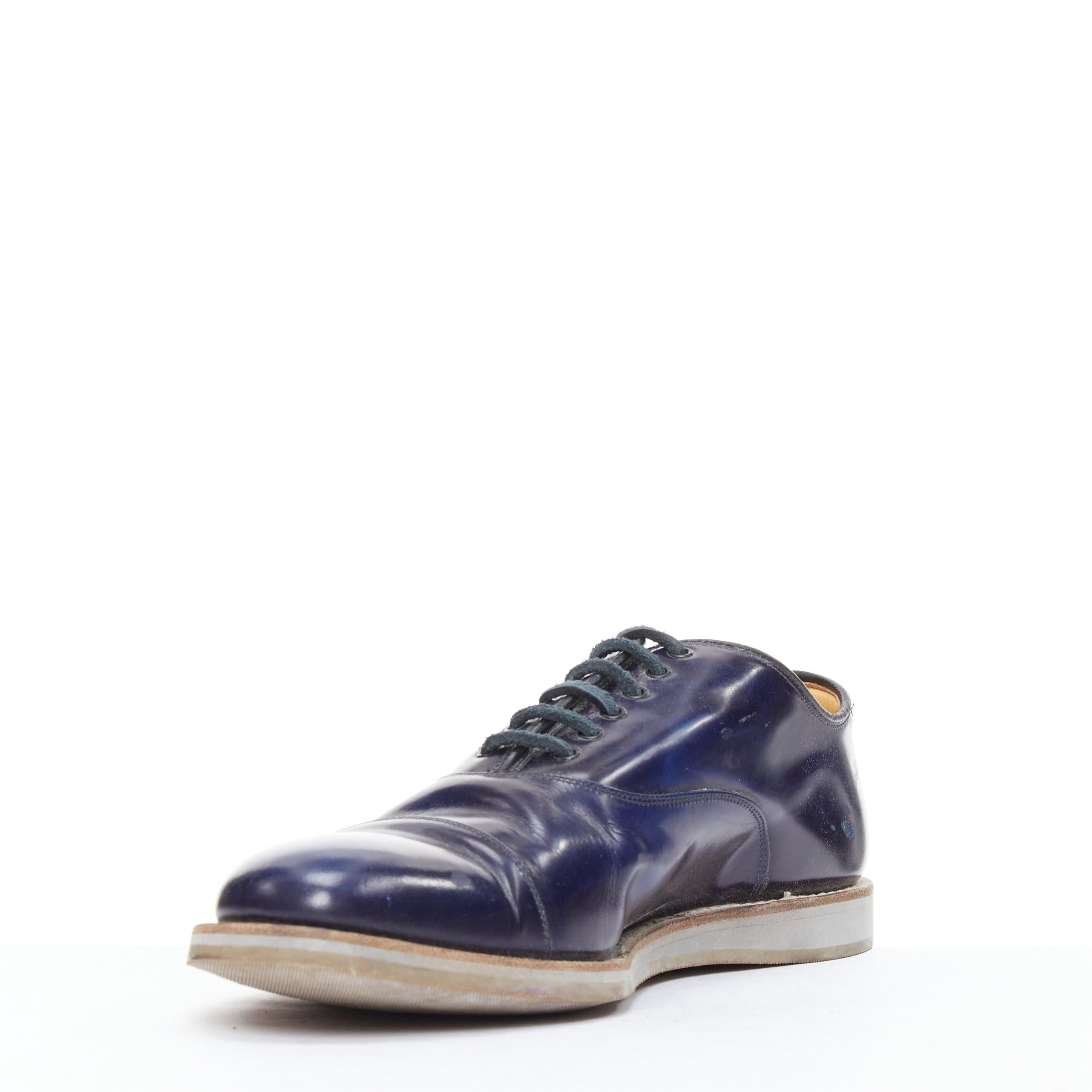 CHURCH'S Hirst navy leather lace up derby dress shoe UK8 EU42 In Fair Condition For Sale In Hong Kong, NT