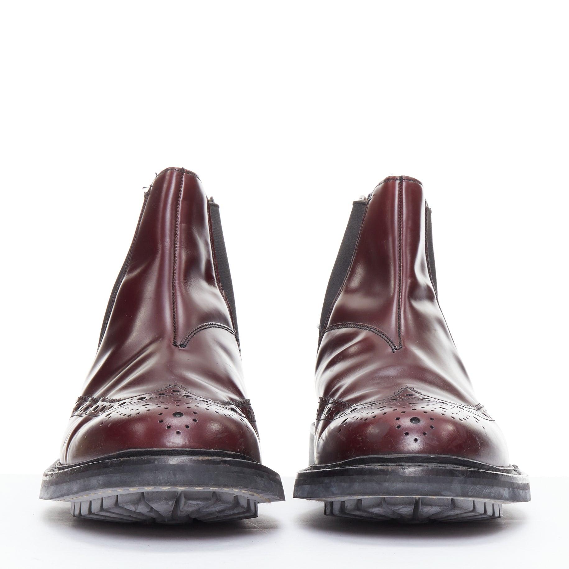 Nero Church's Ketsby bordeaux perforato lucido stivali chelsea UK7 EU41 in vendita