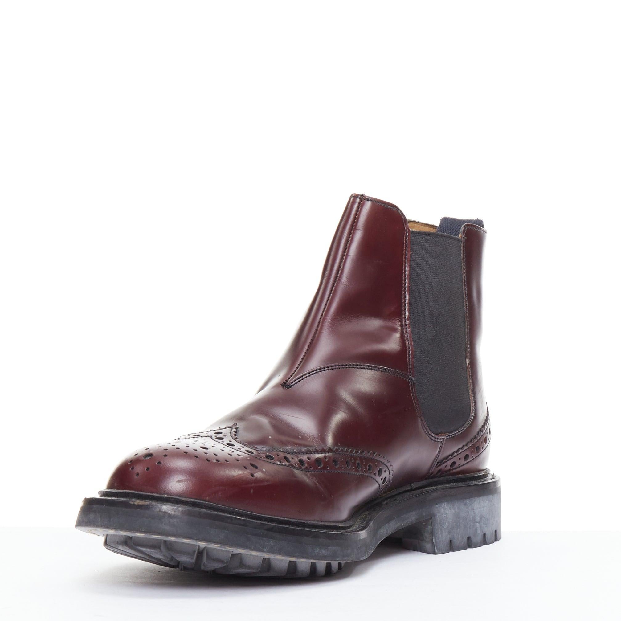Church's Ketsby bordeaux perforato lucido stivali chelsea UK7 EU41 In condizioni discrete in vendita a Hong Kong, NT