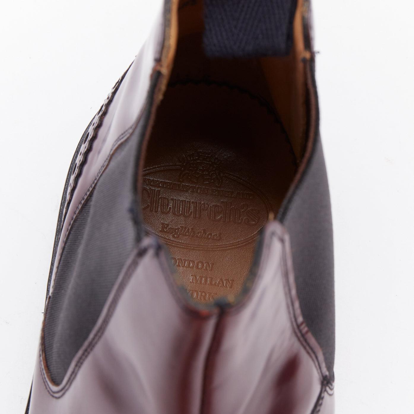 Church's Ketsby bordeaux perforato lucido stivali chelsea UK7 EU41 in vendita 4