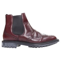 CHURCH'S Ketsby burgundy perforated polished chelsea boots UK7 EU41
