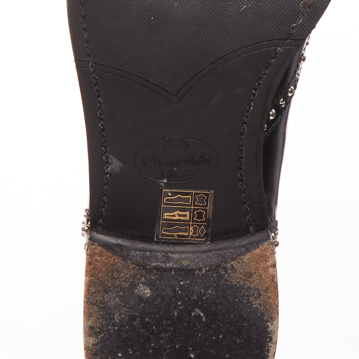 CHURCH'S Ketsby Met black leather silver dome studded ankle flat boots EU38 For Sale 5