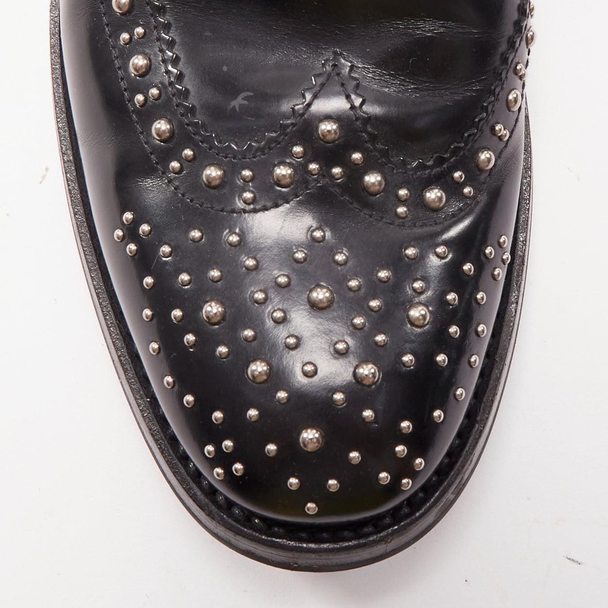 CHURCH'S Ketsby Met black leather silver dome studded ankle flat boots EU38 For Sale 1