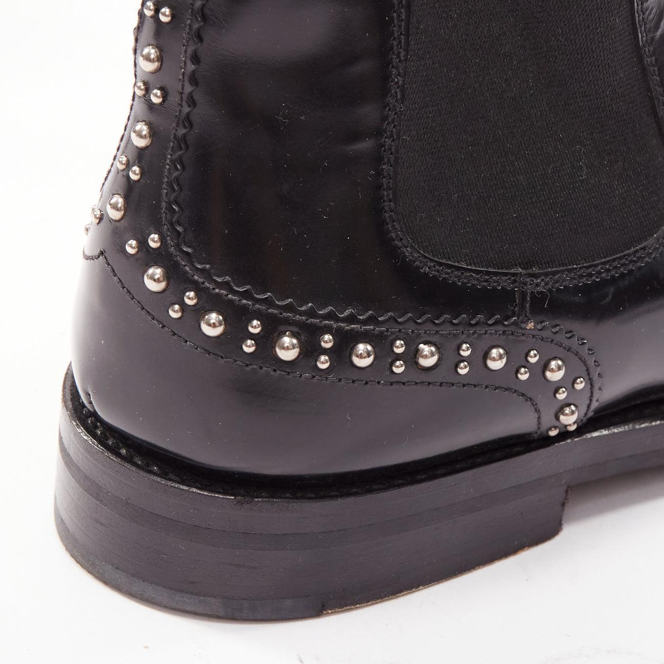 CHURCH'S Ketsby Met black leather silver dome studded ankle flat boots EU38 For Sale 3