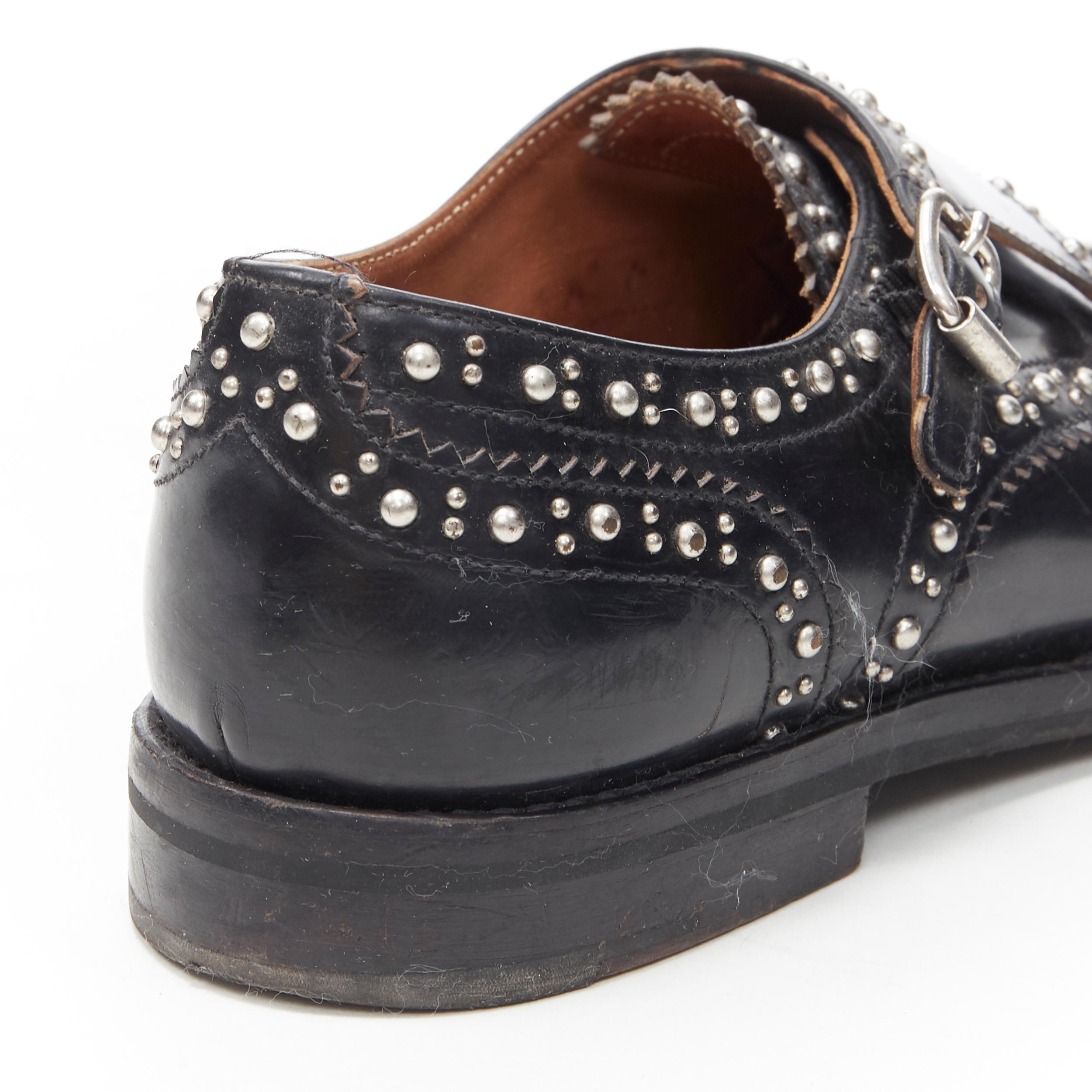 CHURCHS Lana Met black silver stud dual buckle monk brogue loafer shoe EU36 3