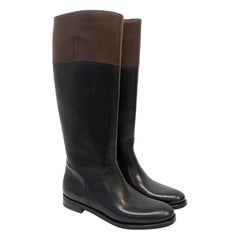 Church's 'Martina' Black and Brown Riding Boots Knee High - Size EU 38.5