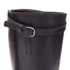 CHURCH'S Michelle G. black leather silver buckle tall riding boots EU37