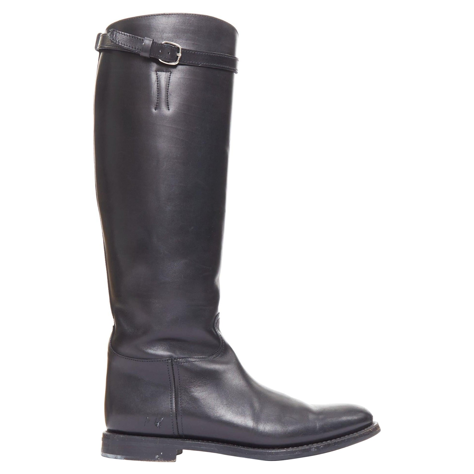 CHURCH
S Michelle G. botas altas de montar de cuero negro con hebilla plateada EU37 en venta