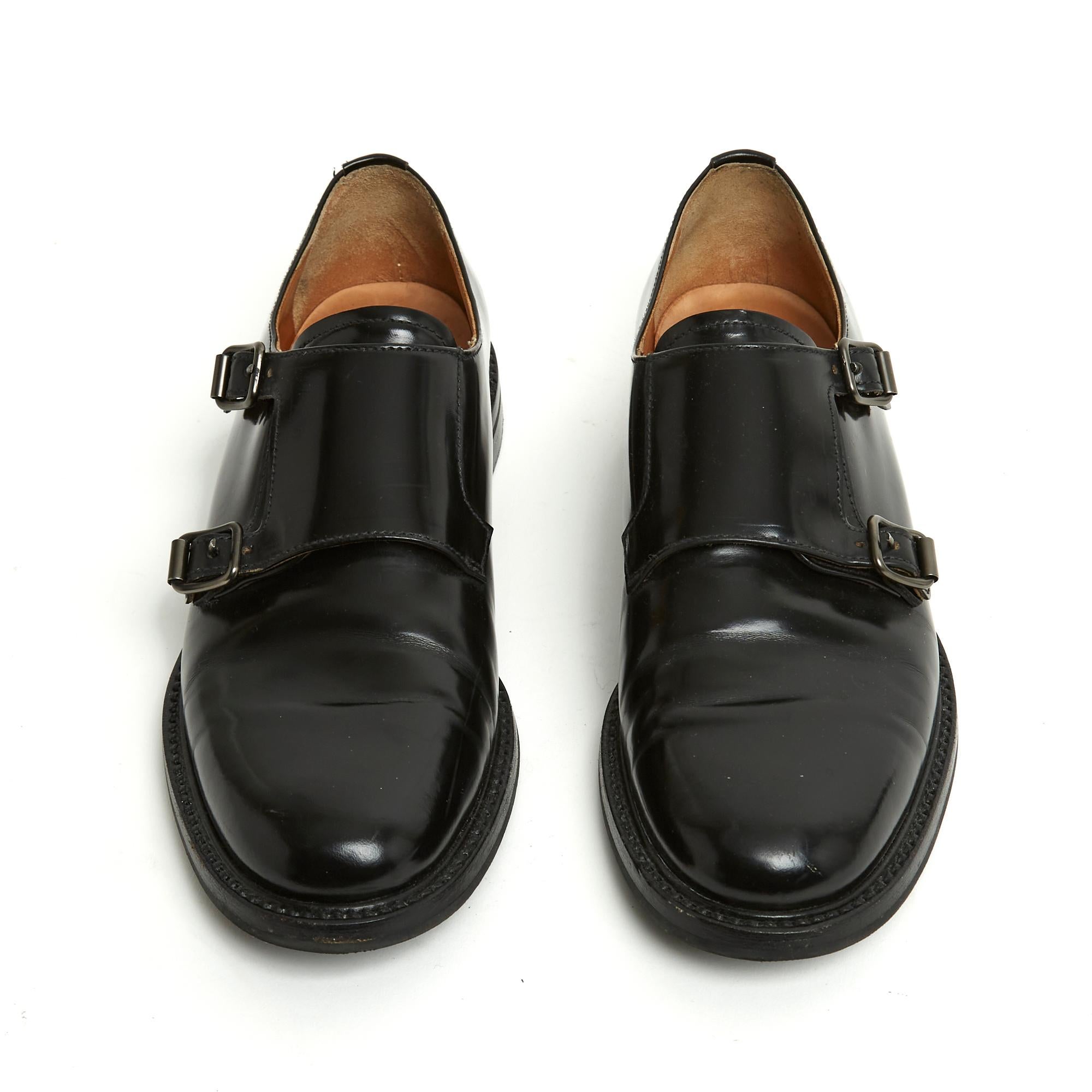 Churchs Richelieu Lora EU38 Black Leather Monk Strap Loafers UK5 US7.5 In Excellent Condition For Sale In PARIS, FR