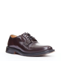 CHURCH'S Shannon burgundy smooth leather lace up classic loafers UK6 EU40